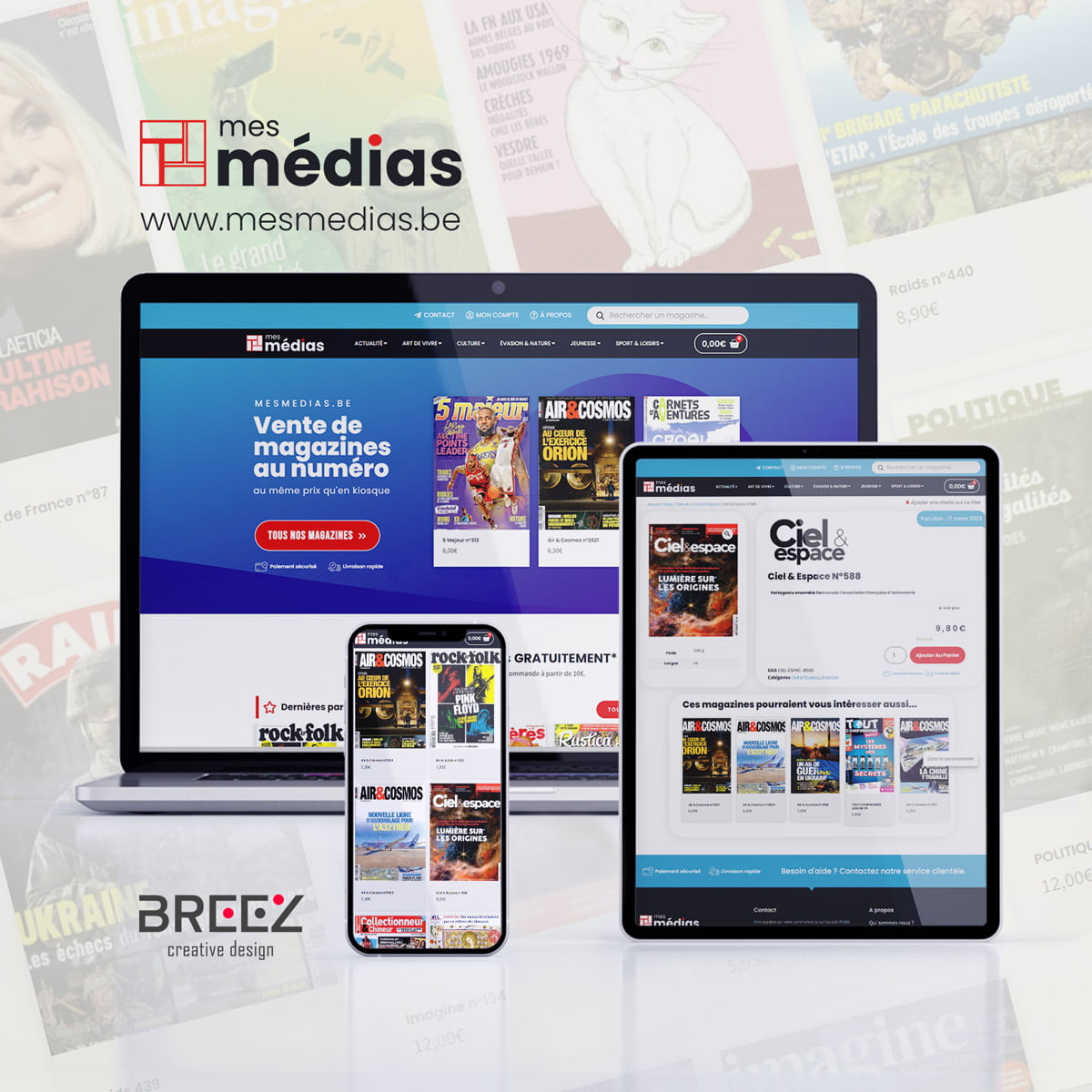Page d’accueil de la librairie en ligne MesMédias