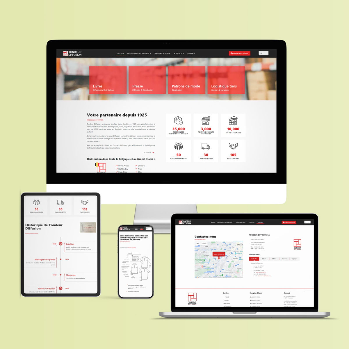 Vue du site e-commerce Tondeur Diffusion